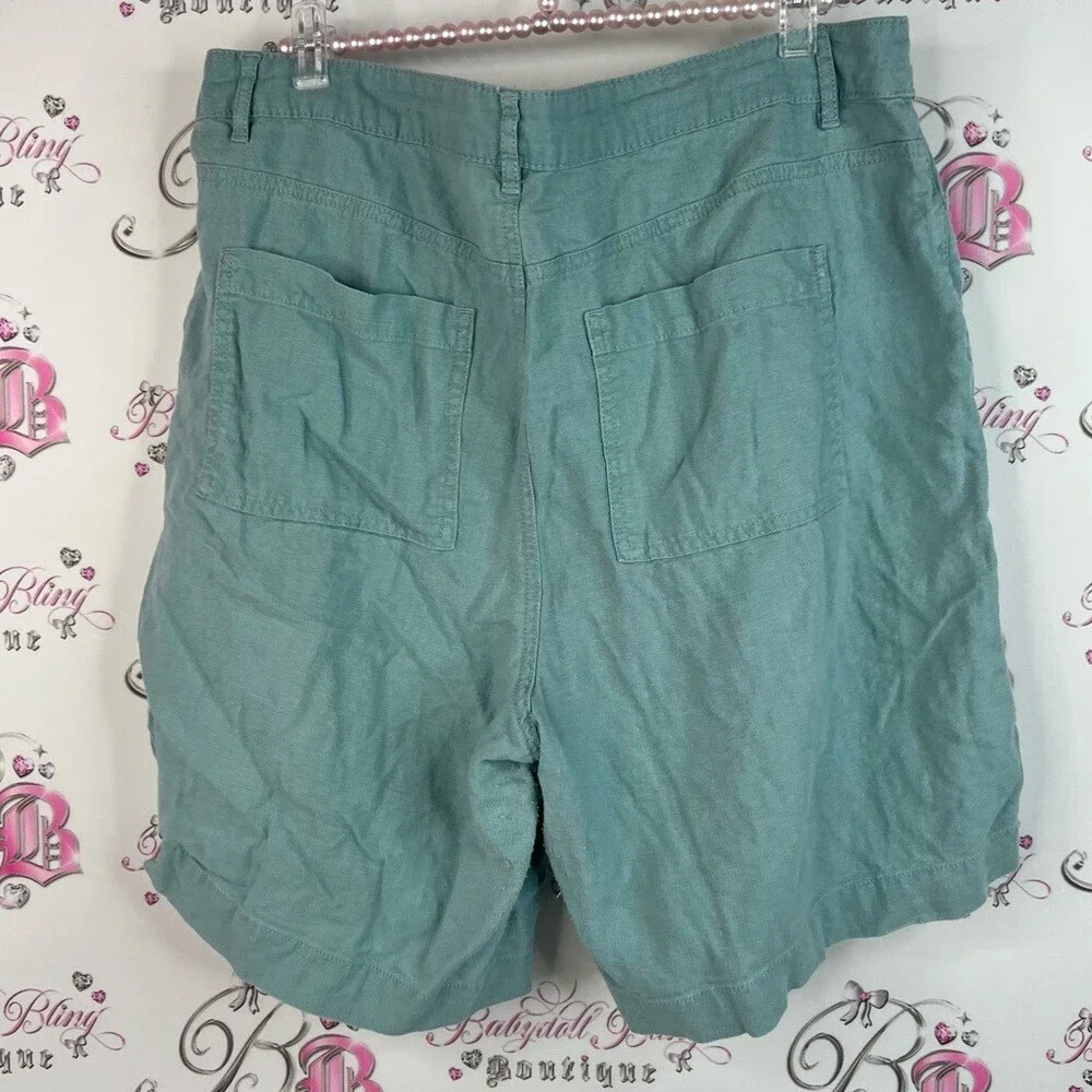 Feel pretty shorts linen light blue green Casual Teal Women's Bermudas